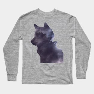 Space Wolf Silhouette Long Sleeve T-Shirt